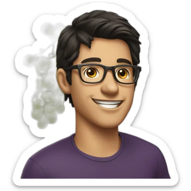 Young dark haired men with glasses, throwing grapes on people sticker