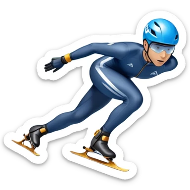 An icon showing a grand arena, snow-covered mountains in the distance, and a crisp blue sky with professional speed skater leaning into a turn on a polished ice track, dressed in a sleek suit and helmet. Transparent background highlights speed and precision. sticker