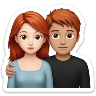Red haired girl with brown hair boy romance sticker