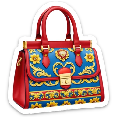 Ultra realistic dolce and Gabbana bag in a bright mixed with dark matte highly detailed pop art illustration style and print sticker