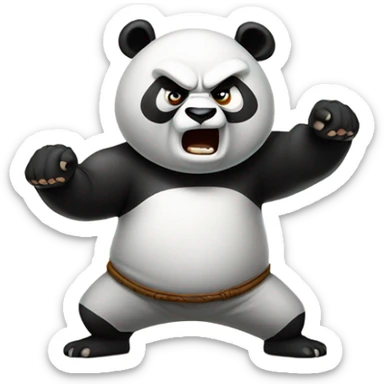 Angry panda doing a fighting stance sticker