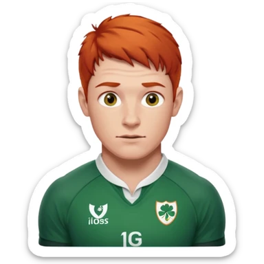 irish rugby player with very short red hair sticker