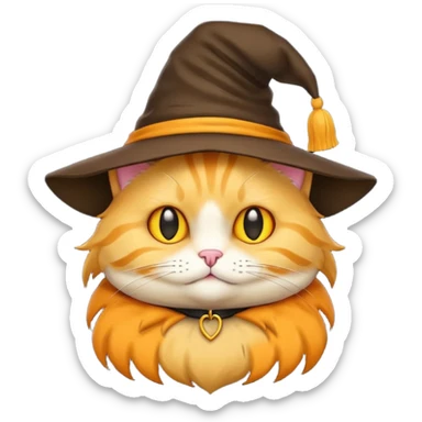 Simple yellow cat emoji wearing a sorting hat sticker