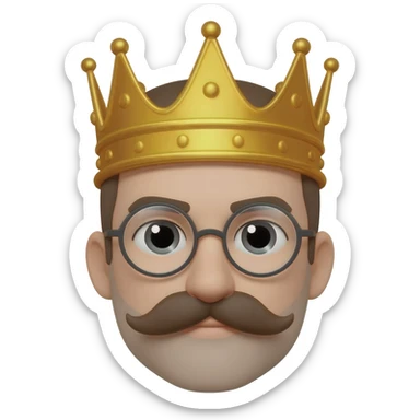 crown mustache glasses sticker