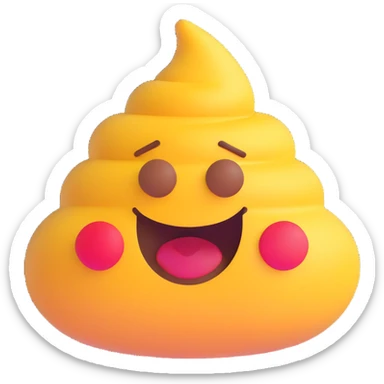 misen.com-inspired five-dot logo, center dot replaced by a cute poop emoji face, simple bold playful style sticker