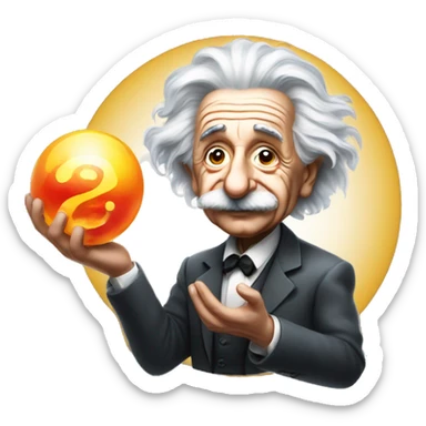 Albert Einstein holds a magic ball in his hands sticker