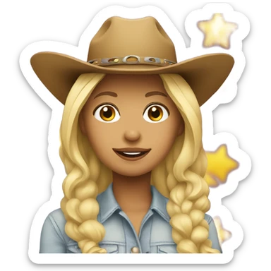 Blonde girl with a cowgirl hat sticker