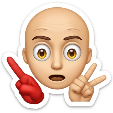 an emoji that with 2 fingers from one hand pointing their eyes a bit mad sticker