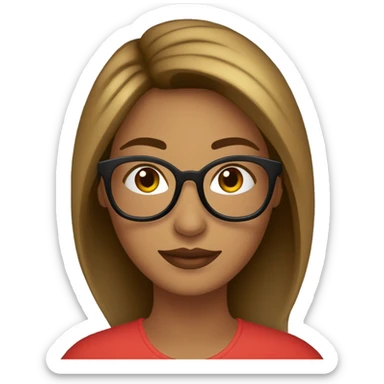 mujer de lentes cuadrados color negros, cachetona, pelo color pelirrojo. abrazando a mujer (hermana) que usa lentes redondos negros, es cachetona sticker