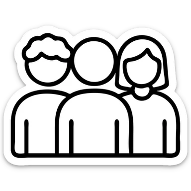 A group of diverse people standing close together, simple icon style sticker