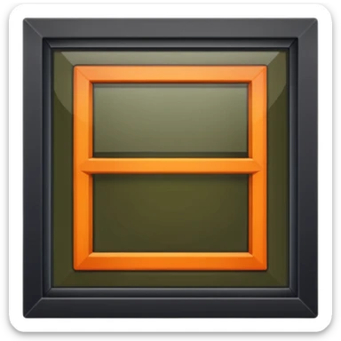 Dark olive orange open upfront look of a window. sticker