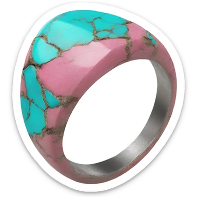Realistic isolated cracked pink stoned western turquoise ring. sticker