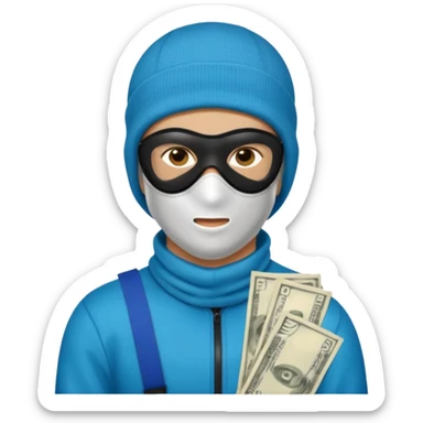 young man with a skimask doing a Money spread sticker