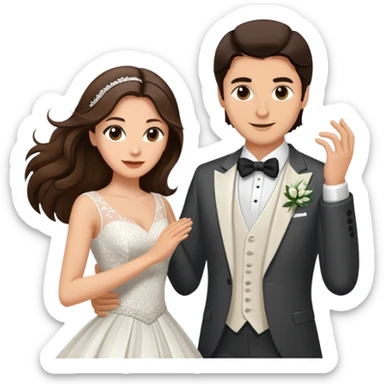 Wedding dance brunette woman and brunette man with medium length hair sticker