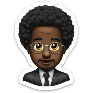 um homem afro ao estilo P.diddy segurando um oleo de bebe na mão e sorrindo sticker