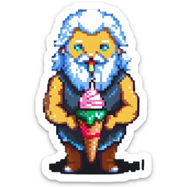 Zeus eating ice cream sticker