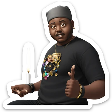 boy in black shirt with jewelry sticker