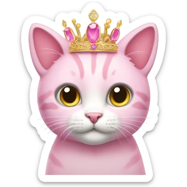 pink cat with a tiara sticker