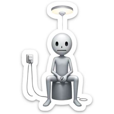 Worried super idol head but his upper teeth are sticking out and super idol is a whitish gray color on a depressed stickman body sitting down in the corner of a room looking like he’s hanging himself and a (somewhat) white light is shining on him and outside the light slowly leads to gray  sticker