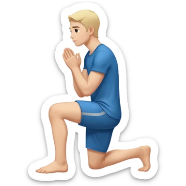 man kneeling on two knees side view sticker