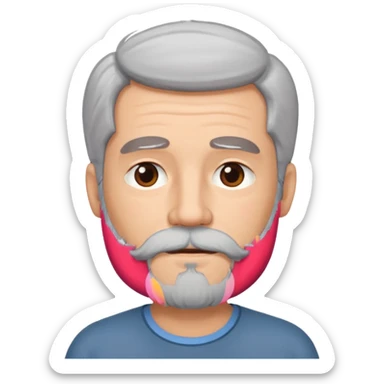 Grey haired bearded man dreaming of a brunette woman  sticker