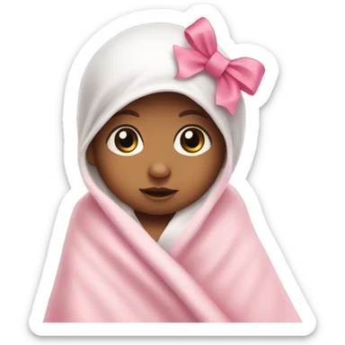 white baby with a pink bow and pink blanket  sticker