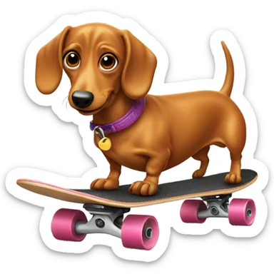 Wiener dog on a skateboard  sticker