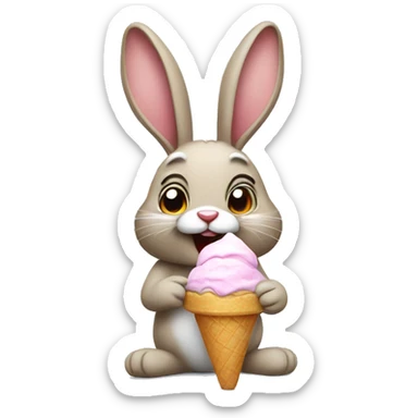 rabbit with ice cream sticker