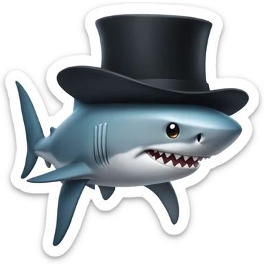 Shark with a top hat sticker