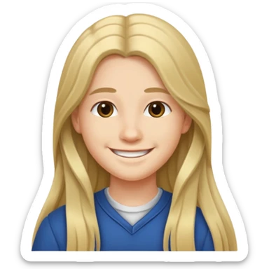 jeune cheveux long avec le sourire style européen sticker