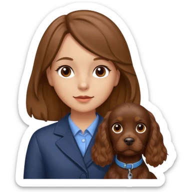 Chocolate cocker spaniel and a girl with dark blonde and Brown eyes sticker