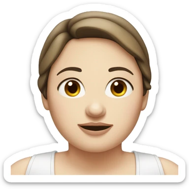 Fat white skinned brunette woman with large belly sticker