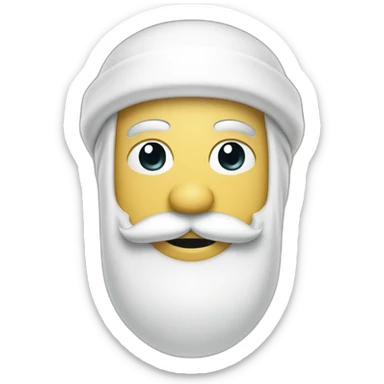 smiley face with white beard and moustache, wearing white muslim skullcap sticker