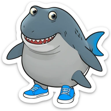 Fat shark with blue shoes sticker