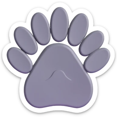 Create an isolated 3D style paw of the gray IT cat from the reference image, with no background, focusing on the paw details and texture in 3D. sticker