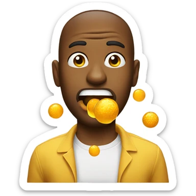 Man with honey coming out of his mouth in two balls sticker