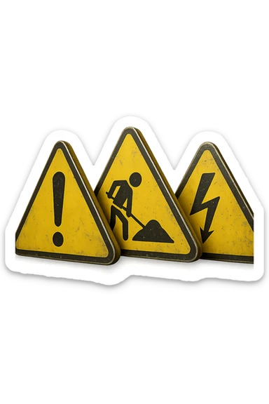 segnali di allarme 3d fluttuano in aria, iperrealistici 4k sticker