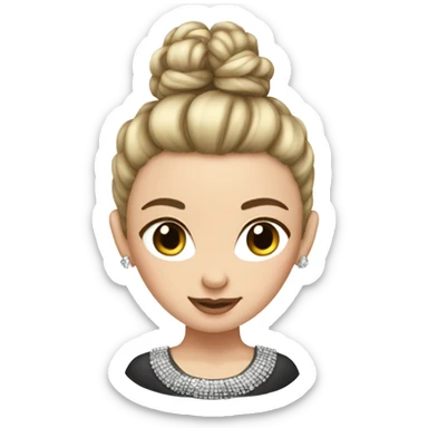 bling hair white girl top bun sticker