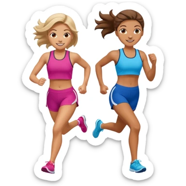 girls running together sticker
