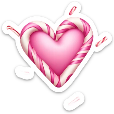 Pink candy cane heart sticker