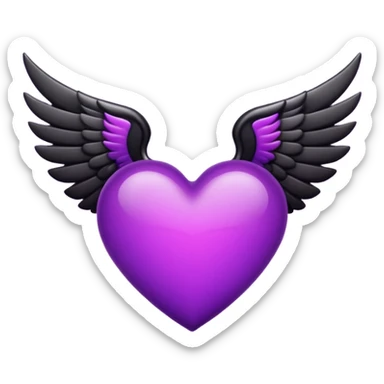 heart with black wings and deep purple glow sticker