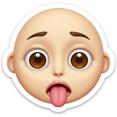 eyes looking up and tongue sticking out and shaking sticker
