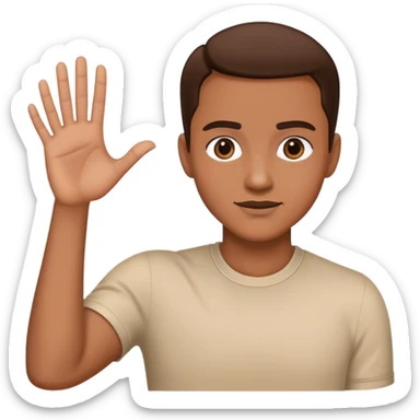 Celebrity with both hands placed down gripping an edge, isolated figure with no background elements sticker