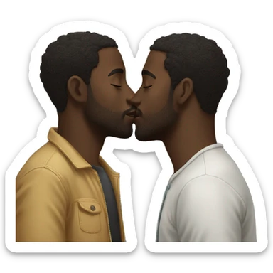 2 black guys kissing  sticker