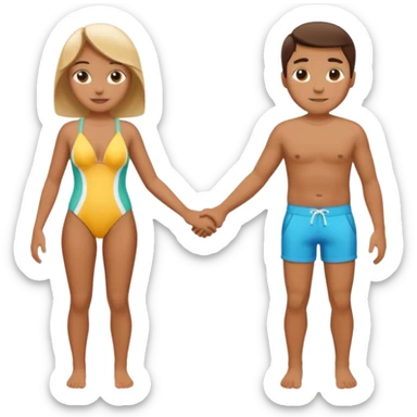 pareja en bañador, dados de la mano sticker