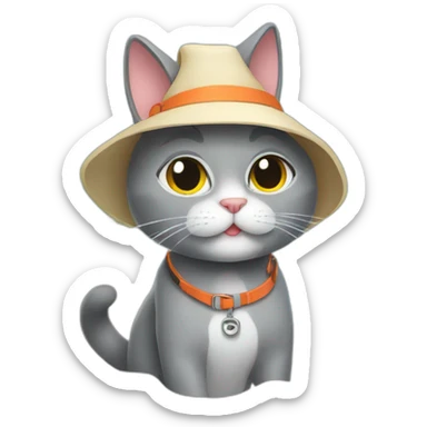 grey cat on the vacation sticker