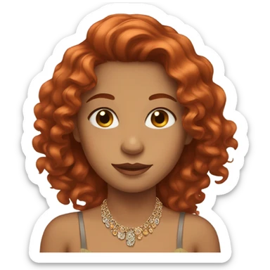girl with red wavy haired brown eyes and jewelry sticker
