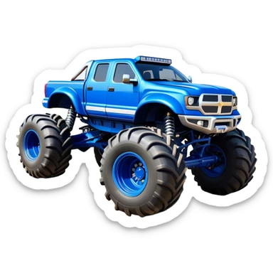 Bigfoot - Bigfoot 4x4 (Model Year: 2022) (Iconic colour: Blue) - An oversized, rugged monster truck with bold, aggressive lines painted in a striking blue. Focus on massive, rugged tires and a muscular chassis that exudes raw power and an urban legend feel. sticker