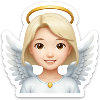 Cute Asian angel girl smiling sticker