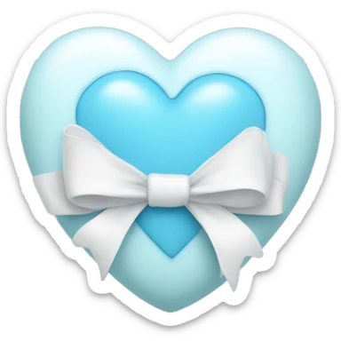 baby blue heart with white bow in center  sticker